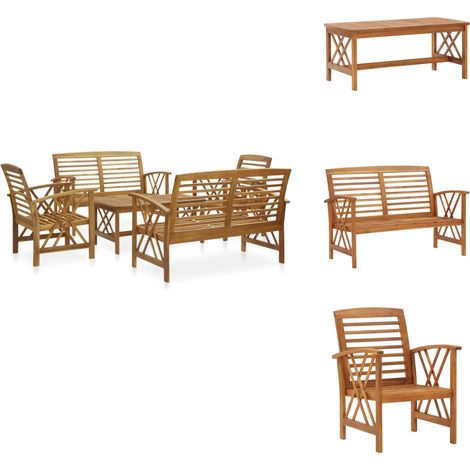 Salon de jardin 5 pcs Bois d'acacia solide - Salon De Jardin - Mobilier De Jardin - Ensemble De Jardin - Banc En Bois - Acacia Massif (1/5)