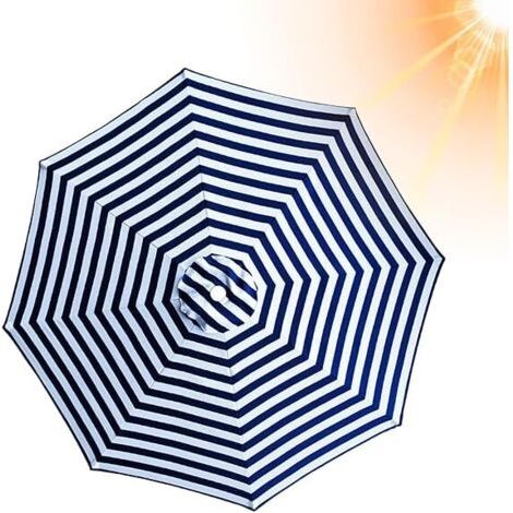 Parasol de terrasse de remplacement, résistant aux UV, au vent et à la pluie, adapté au jardin et à la plage, bleu 270 cm, 8 baleines (1/5)