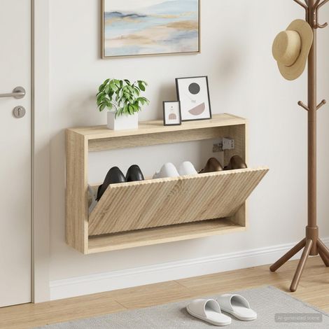 vidaXL Wall-Mounted Shoe Cabinet ARNHEM 71 x 17 x 43 cm Sonoma Oak (1/5)