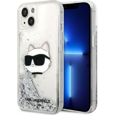 Custodia per iPhone 14 Plus Karl Lagerfeld Glitter Choupette Argento (1/5)