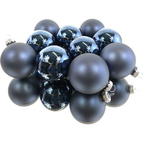 Christbaumkugeln Night Blue dunkelblau 5 x glänzend & 5 x matt Ø 6 cm aus Glas  - 10er Set