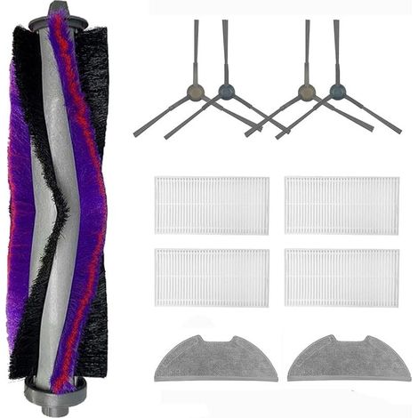 Kit accessoires de rechange pour aspirateur robot Eureka E10S, 1 brosse principale, 2 paires de brosses latérales, 4 filtres HEPA (1/4)