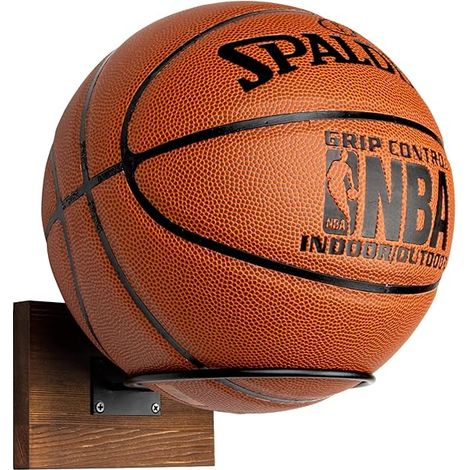 Support Mural Pour Ballon - Bois Et Métal - Compatible Basket-Ball Football Volley-Ball - Fixation Murale - 1 Pièce (1/3)