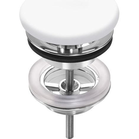 ROCA A506403962 AQUA Desagüe Lavabo o Bidé con Tapón Fijo Abierto de Porcelana Ø 72 Blanco Mate - ref: A506403962