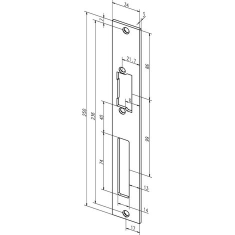 ASSA ABLOY Flachschließbl.94A VA ma ktg.B.34xL.250mm DIN L/R - -------94A35-01 (1/2)