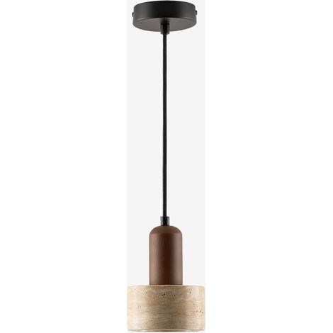 Lámpara de techo Ø12 cm en travertino y madera Davise SKLUM              (1/5)