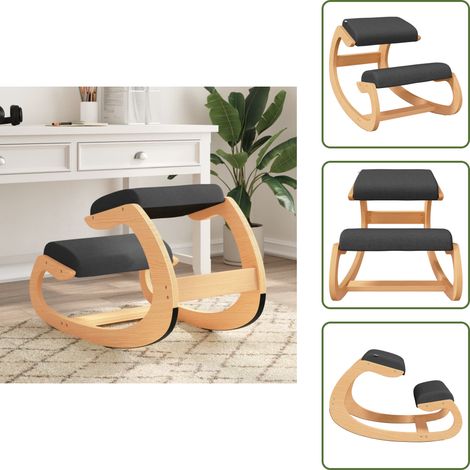 Kniestuhl Schwarz 55x84x55 cm Birkensperrholz - Holzsessel - Bürostuhl - Ergonomie Stuhl - Schaukelsitz - Kniehocker