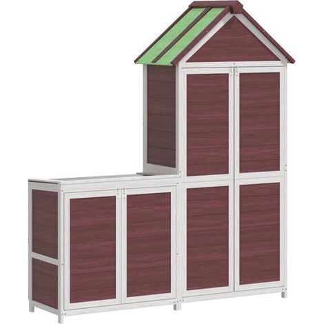 Abri de jardin en deux parties, en pin massif couleur moka. (1/2)