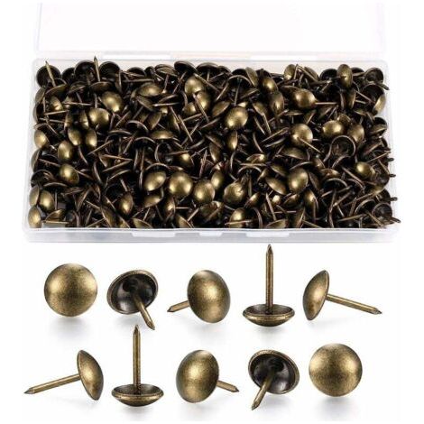 200 Stück Polsternägel, dekorative Polsternägel, Polsternägel, antike Messing-Möbelnägel mit Kunststoffbox für Sessel, Sofa, Möbel, Holzobjekte – 11 x 17 mm – T