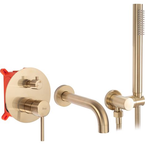 Wall Mounted Bath Faucet REA Lungo Gold Brush + Box
