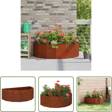 Pot en acier -  Jardinière Rouillé 120 x 60 x 35 cm (1/5)