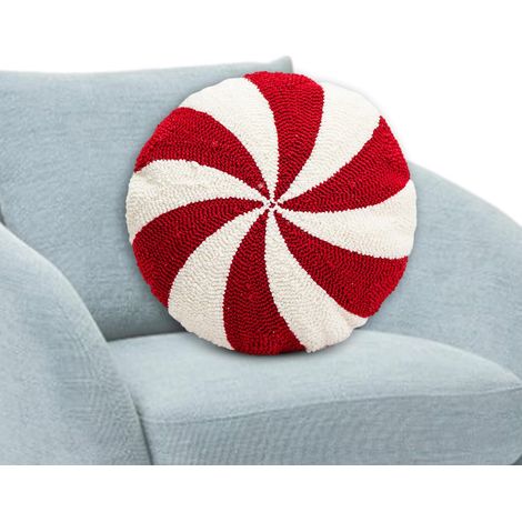 Oreiller à la menthe poivrée – Coussins de chaise de Noël en forme de canne à sucre d'orge – Oreillers de Noël rouges et blancs – Coussins décoratifs pour salon, chambre à coucher, dortoir (1/5)