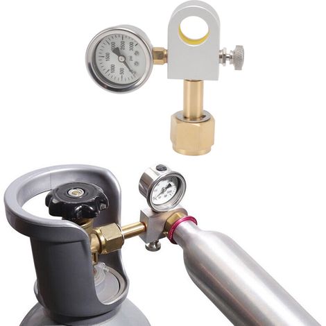 Adaptador de recarga de refrescos Terra Art DUO con conexión de cobre CGA320 y válvula de llenado rápido – Aluminio, cobre, 284 g, G1/2 (1/5)