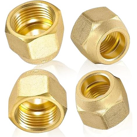 4 pièces écrou-raccord évasé 1/2" pouce pour conduite de réfrigérant, systèmes de climatisation 1/2" pouce tuyau en laiton climatisation écrou-raccord évasé fendu, connexion rapide (1/2") (1/5)