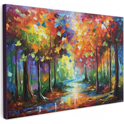 CUADRO EN LIENZO Paisaje - Bosque - Colores - Naturaleza Cuadros Para Dormitorio 30x20 cm