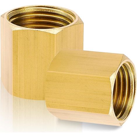 Lot de 2 manchons en laiton IG 3/8" - Filetage intérieur 3/8" - Raccord double en laiton - Avec bande d'étanchéité - Pour raccord de tuyau