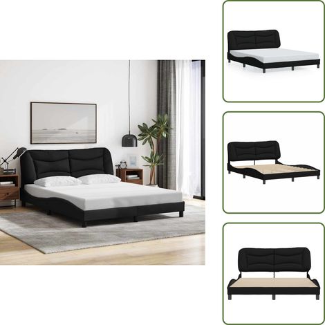 Bettgestell ohne Matratze Schwarz 160x200 cm Stoff - Bettsystem - Doppelbett - Boxspringbetten - Schlafzimmermöbel - Schwarzes Bett (1/5)