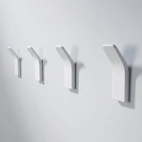 Bathroom Hooks Wall Mounted Metal Adhesive Coat Hooks, Wall Mounted Coat Hanger, Minimalist Design Towel Hook (White) (1/4)