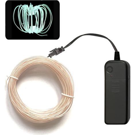 Bande Lumineuse Néon Portable 5 Mètres Blanche – Découpe Personnalisée pour Décoration de Fête, Halloween et Loisirs Créatifs (1/4)