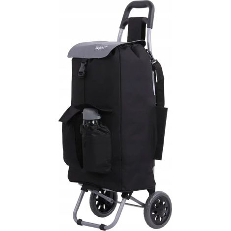 [NEUWERTIG] B-Ware Einkaufstasche Trolley Hoppa Tasche Räder Isoliertasche Schwarz Polyester 42 L