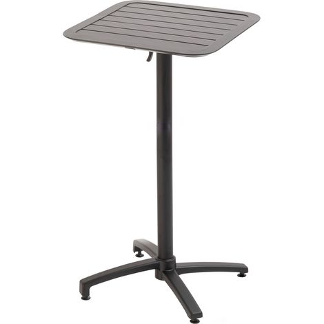 Table haute 60x60 cm inclinable de terrasse en aluminium noire