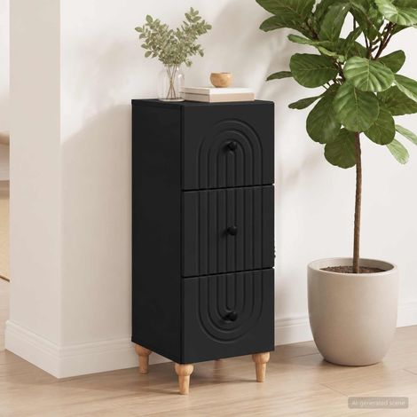Armoire à tiroirs, 3 tiroirs, noire, 33 x 34,5 x 90 cm en bois d’ingénierie - PANGIVO (1/5)
