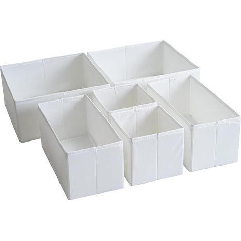TYEERS Schubladen Organizer 6er-Set Weiß Aufbewahrungsboxen Stoff (1/5)
