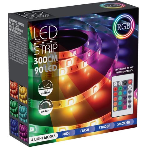 Bande LED RGB de 300 cm pour décorer meubles, téléviseurs, étagères et espaces intérieurs.-AquaForge (1/4)