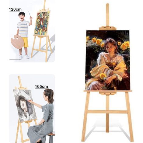 Artiste chevalet-plancher en bois de pin Studio chevalet et professionnel en bois 150CM (1/3)
