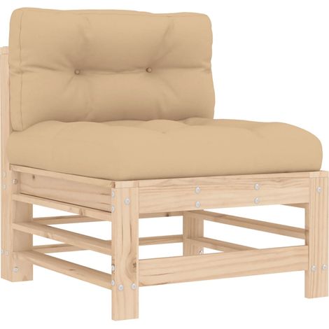 Maison Exclusive - Mittelsofa mit Kissen Massivholz Kiefer