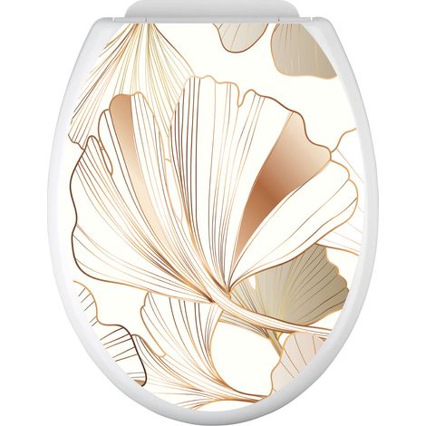 Stickers Abattant WC - Feuilles tropicales - 35x43 cm - Adhésif BRILLANT (1/2)