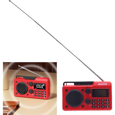 Radio portátil multibanda con Bluetooth 5.4, batería de 1500 mAh, altavoz de 5 W, pantalla digital, función de temporizador y correa de transporte – Radio multibanda AM/FM/SW (1/5)