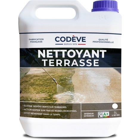 Codève Bois – Nettoyant terrasse 5 L – Pénétration élevée pour traitement béton, carrelage, pavé – Usage sûr en conditions normales – Prêt à l'emploi 10-15 m²/L