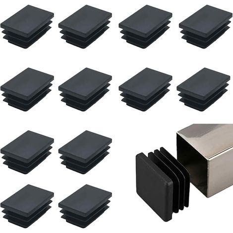 12 Plastic Plugs 40 x 60 mm, Rectangular End Caps for Metal Tubes, Chair Leg Stoppers, Table and Cabinet, Floor Protection Sliders (1/5)
