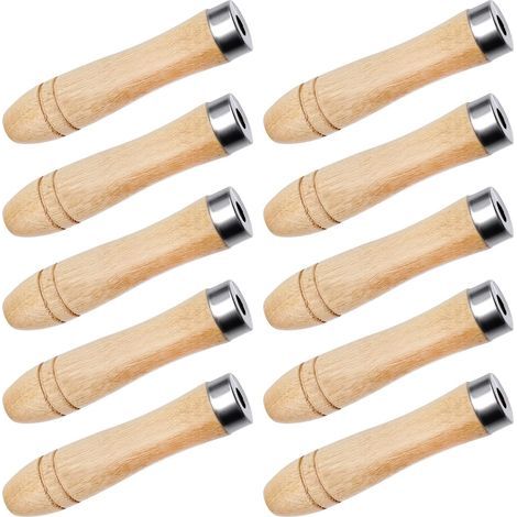 10 pièces Poignée de Fichier en Bois avec Colliers en Métal, Manche Bois pour Lime, Poignée de Dossier en Bois pour Outil de Coupe de Fichier Manuel (1/5)