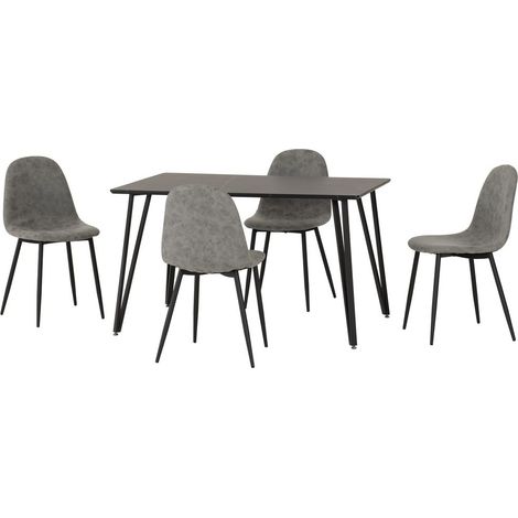 Marlow & Athens Indoor Dining Set with 4 Chairs - Black Marble/Grey