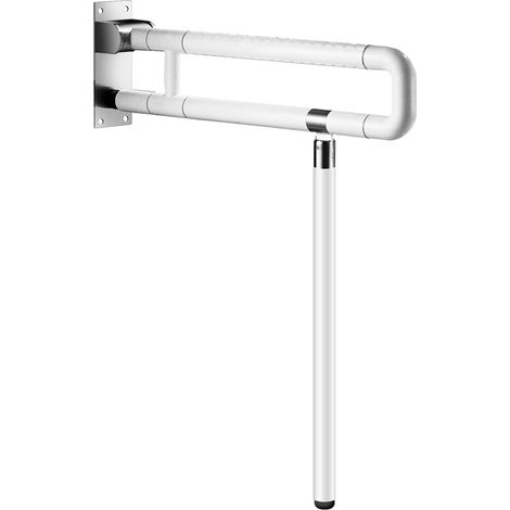 1 - Barre d'appui - Poignée de toilette - Pliable 90° et pivotant 360° - Acier inoxydable antidérapant avec éclairage nocturne - Pour personnes âgées et handicapés - Salle de bain et WC - Argent - 60x (1/5)