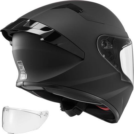 Mophorn Integralhelm Größe L, Motorradhelm mit Klarem Visier ECE 22.06 Zertifiziert, Vollvisierhelm für Damen & Herren mit Bluetooth-Lautsprecherfach, Mopedhelm Full Face Schwarz (1/5)