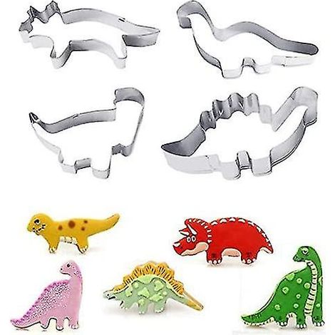 Ensemble d'emporte-pièces en acier inoxydable en forme de dinosaure et de flocon de neige, pour une découpe facile et précise et une manipulation sûre et confortable. (1/5)