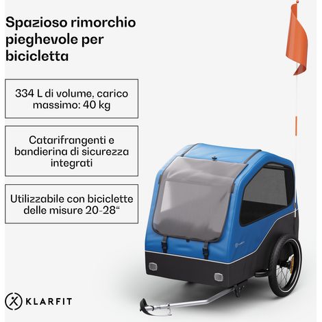 klarfit Goldie Home - Rimorchio per biciclette, 334 L, max. 40 kg, resistente alle intemperie, pieghevole
