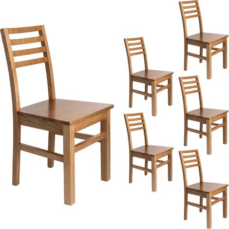 Lot de 6 chaises en hêtre chêne clair assise bois - LOUISE