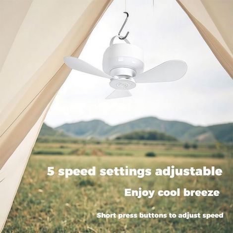 Ventilateur Suspendu Rechargeable - Avec Lumière LED - Pour Chambre Tente Patio Garage - Lot De 2 (1/5)