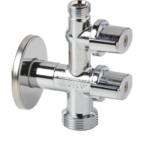 Ecolands – Robinet équerre d'arrêt 1/4 de tour – Bille anti-calcaire – Filetage 1/2 x 3/4 x 3/8 – Pour machine à laver