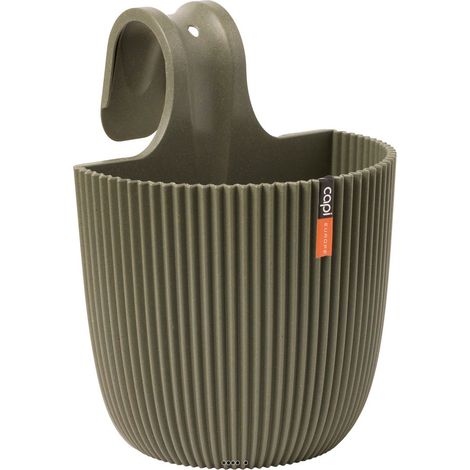 Pot-balconnière Balcony en matières recyclées 21 x 28 cm Vert olive - couleur: Vert olive (1/3)