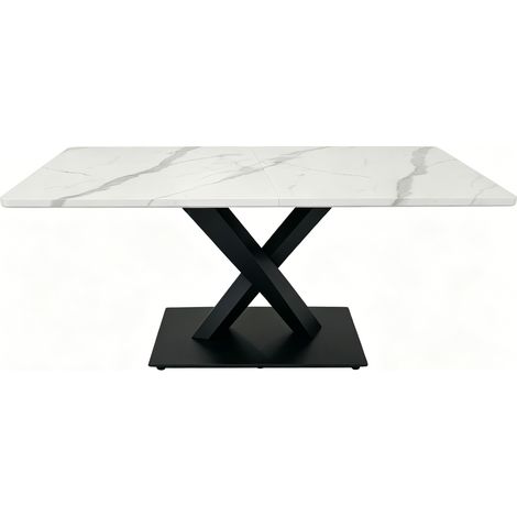 CHICFURN Mesa de comedor rectangular 160x80x75 cm MDF blanco y negro para comedor (1/5)