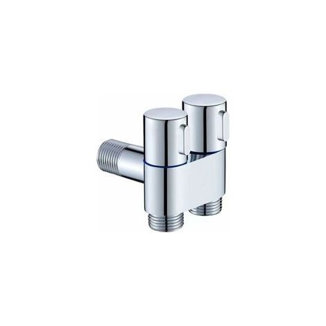 Rubinetto per lavatrice/WC a doppio comando G1/2 0,2 cm, valvola di riempimento triangolare a tre vie, valvola ad angolo a doppio comando (1/4)