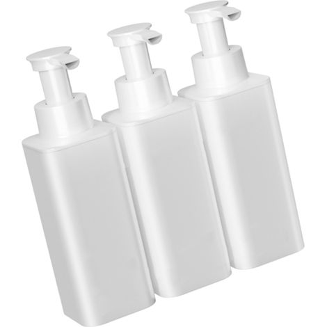 3-Kammer-Seifenspender zur Wandmontage, manueller Behälter für Shampoo und Flüssigshampoo, auslaufsicherer Pumpenkopf, verlängerter Auslass, weiß (1/5)