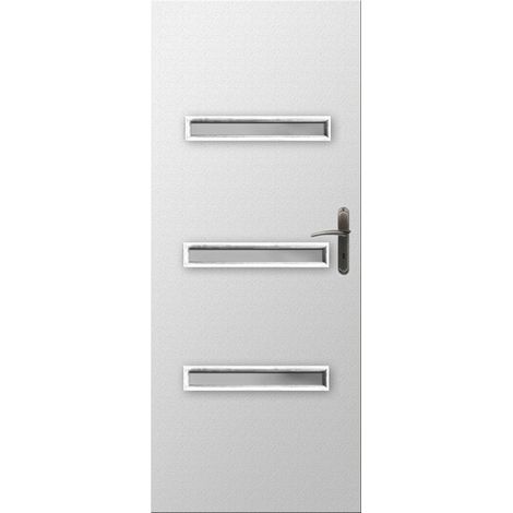 Porte d'intérieur vitrée FIESTA blanc en plusieurs dimensions - Poussant: Gauche - Largeur porte: 70 cm