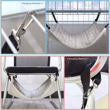Hammock Pour Animaux - Double Face Hiver Été - Sangles Réglables et Crochets Métalliques - Pour Cage Chat Furet Lapin - Taille M L XL (1/5)