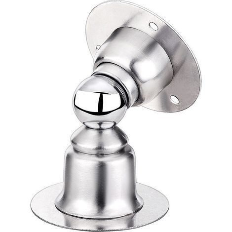 Lot de 2 arrêts de porte magnétiques en acier inoxydable, fixation adhésive ou vis, acier brossé – DELKEVIC (1/5)